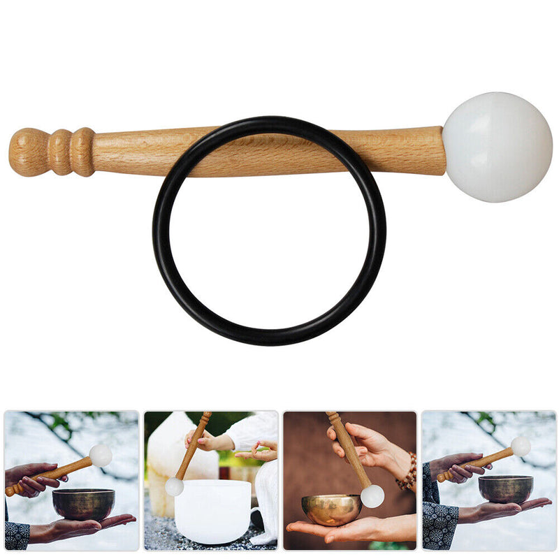 2pcs/Set Handle Mallet Beater Rubber Ring for Tibetan Buddha Meditation Bowls