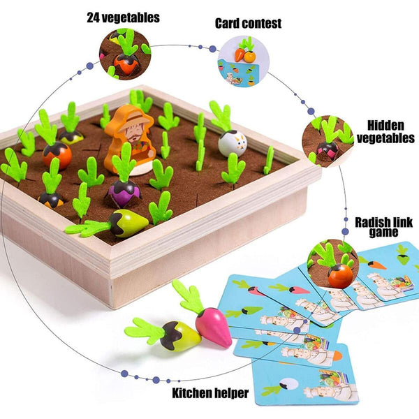 Montessori Toys for Toddlers Carrot Harvest Shaped & Size Matching Game_