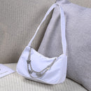 Fashion Women Pure Color Butterfly Chain Underarm Bag Hobos Handbag (White)