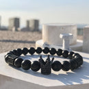 Yoga Rope Mens Cuff Bangles Crown Bracelets Steel Titanium Beaded Bracelet