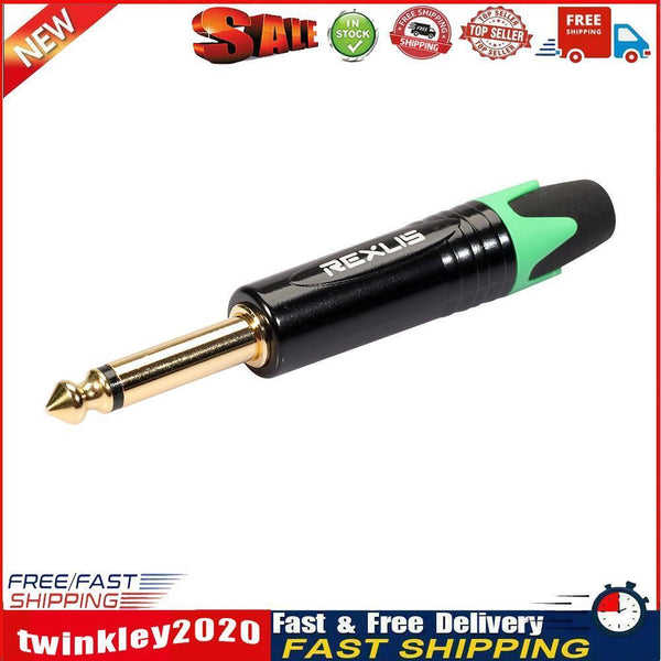 6.35mm Mono Male Plug Connector DIY Soldering Plug for Microphone (Green) Newly