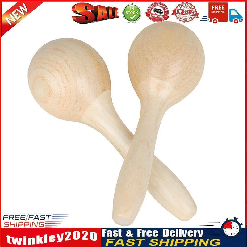 2pcs Baby Wooden Maraca Hand Rattles Kids Musical Percussion Instruments Newly