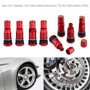 4pcs Car Tubeless Tyre Valve Stems Aluminum Tire Air Valve Stems (Red) Newly