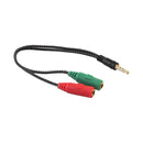 3.5mm Stereo Audio Male to 2 Female Headphone/Mic Y Splitter Cable Newly