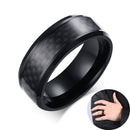 Stainless Steel Fashion Wedding Band Men Ring Black Carbon Fiber Ring