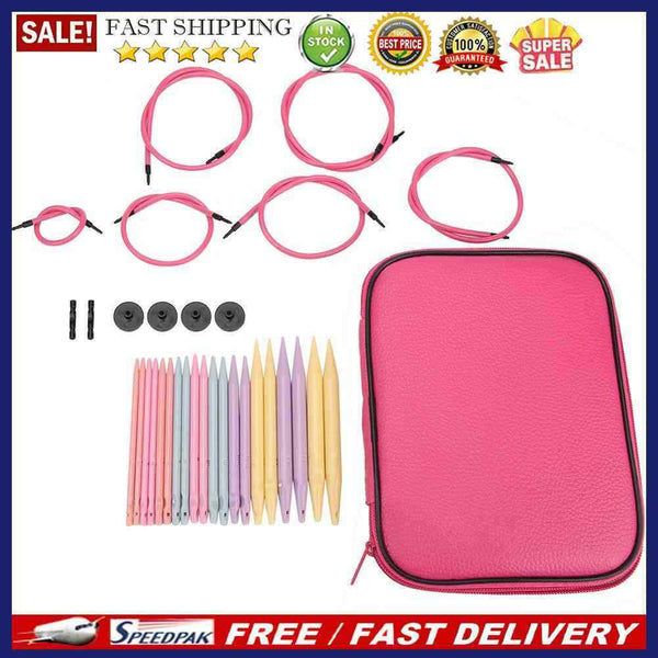 10 Pairs Plastic Change Head Knitting Needle Ring Crochet Hooks Set DIY Cra