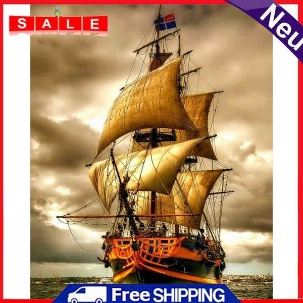 DIY Oil Paint by Numbers Sailboat Hand Painted Coloring Picture Gift Home Decor