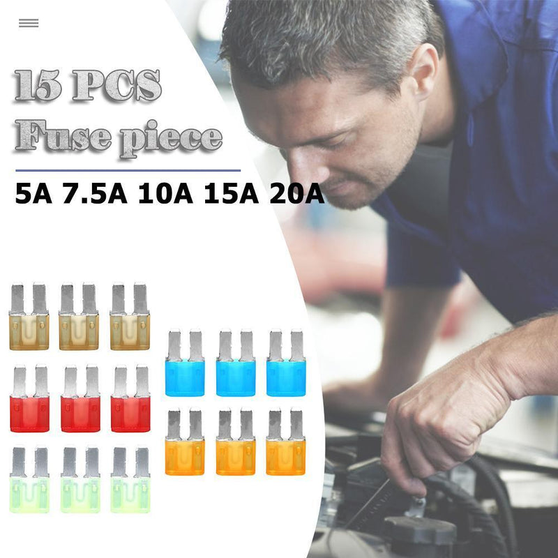 15pcs Micro2 Fuses 5A 7.5A 10A 15A 20A Car Automotive Blade Fuse Assortment Kit