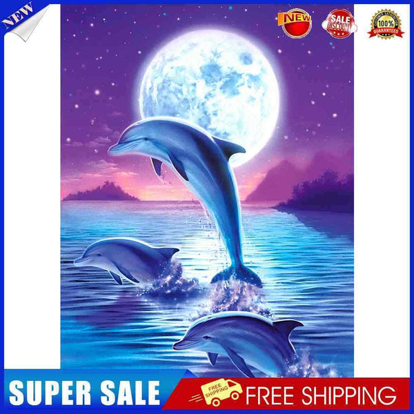 #A Dolphin Jump Cross Stitch 5D DIY Diamond Painting Full Drill Embroidery Kit