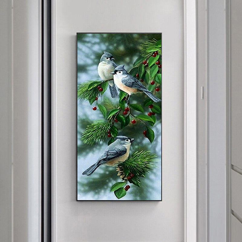 Full DIY Diamond Rhinestone Round Tit on Branch Drill 5D Painting Kit Handwork