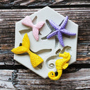 Silicone 4-Cavity Ocean Animals Mold Dessert  Baking Tray Pastry Decoration