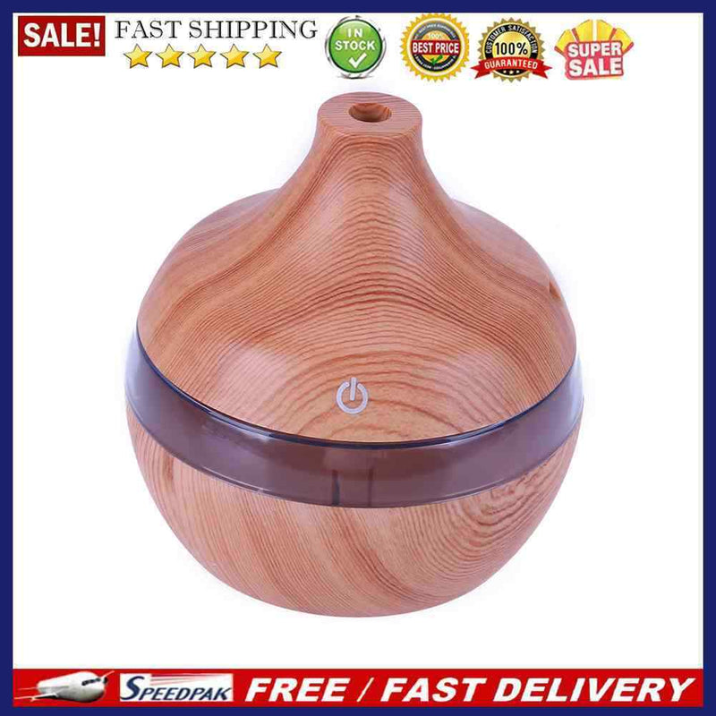 USB 300ml Humidifier Purifier Wood Grain LED Essential Oil Diffuser