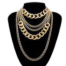 Jewelry Exaggerated Punk Choker Multi-layer Thick Curb Chain Pendant Necklace