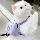 Pet Cat Dog Backpack Printed Chest Strap Harness Traction Rope (Purple L) Newly
