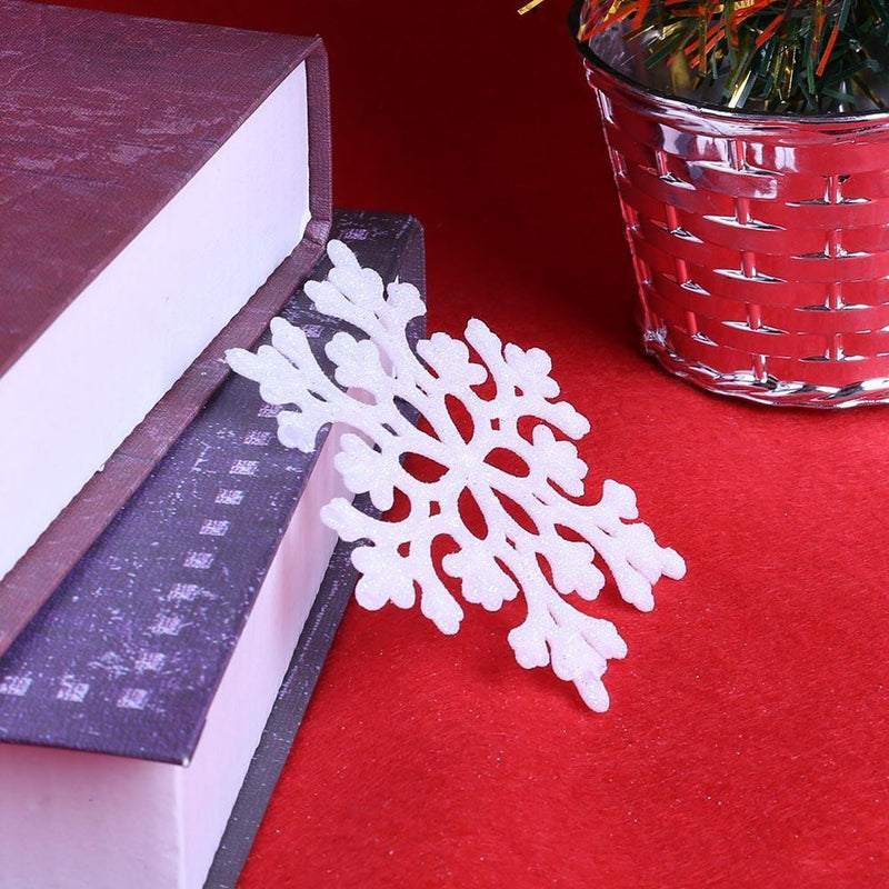 24pcs/Set 10cm Glitter Snowflakes Christmas Trees Decor Ornament(White)