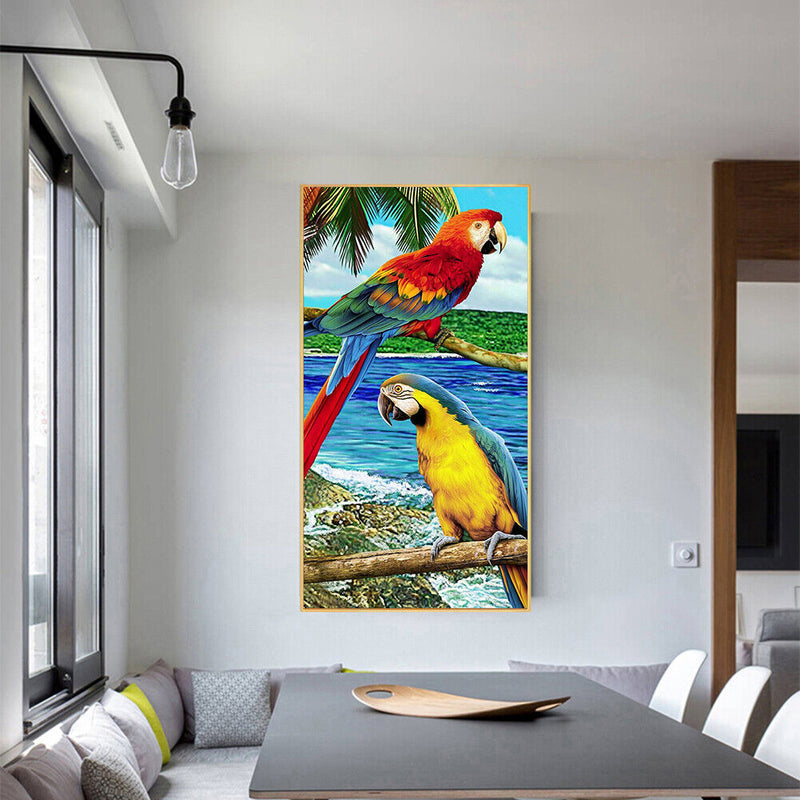 Paint By Numbers Kit DIY Parrot on Branch Colouring Oil Art Picture Craft