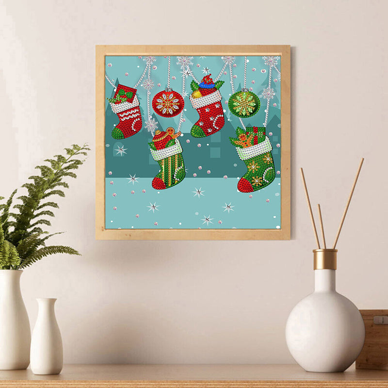 Partial Special Shape Drill Rhinestone Painting 5D DIY Christmas Socks Picture