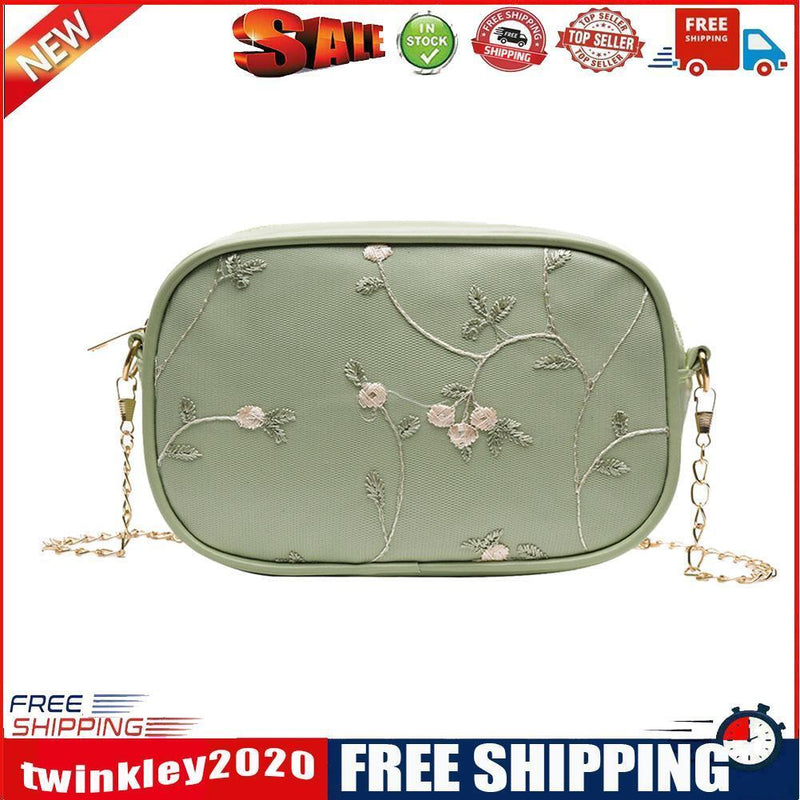Lace Flower Shoulder Handbags Women Chain PU Leather Crossbody Bags (Green)