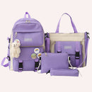 Women Cute Canvas Hit Color Composite Bags Pencil Case Backpack Messenger Bag
