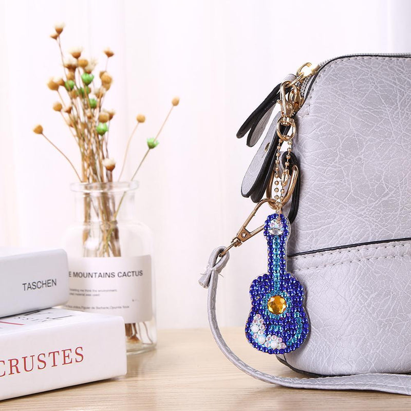 5pcs DIY Violin Full Drill Special Shaped Diamond Painting Keychains Gifts Newly