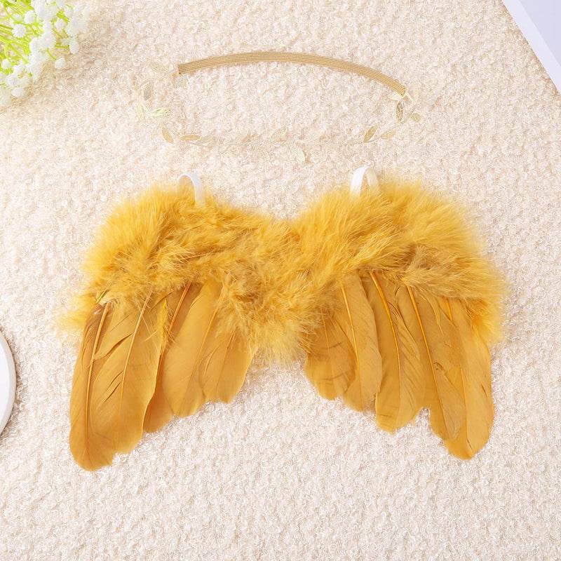 2pcs/Set 0-6M Baby Leaf Hairband Feather Angel Wings Cute Photography Props