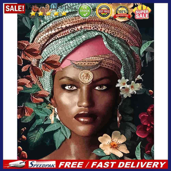 40x50cm Colorful DIY Paint By Number Kit Beautiful African Women Wall Decor