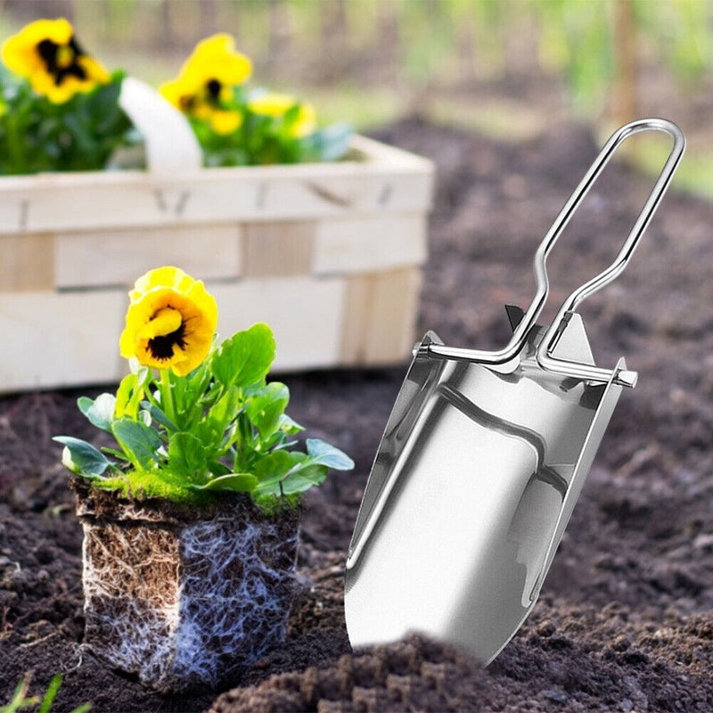 Mini Portable Stainless Steel Gardening Shovel Soil Loosening Foldable Spat