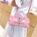 Girls Ballet Dance Bag Barrel Backpack Dance Tote Bags (Pink Long Yarn) Newly