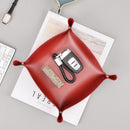 Desktop Organizer Folding Storage Box Leather Tray for Dice Key Coin (A) Newly