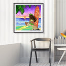 Girl on Beach 5D DIY Full Round Drill Handmade Drawing Kit Art Diamond Painting