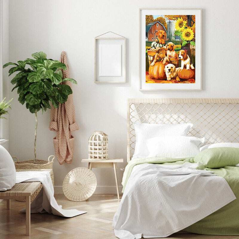 Yard Dog Pumpkin Partial Oil Paint By Numbers DIY Handpainted on Canvas Art