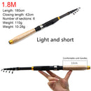 Ultra Short Telescopic Mini Spinning Fishing Rod Carbon Fiber Pole (1.8m)