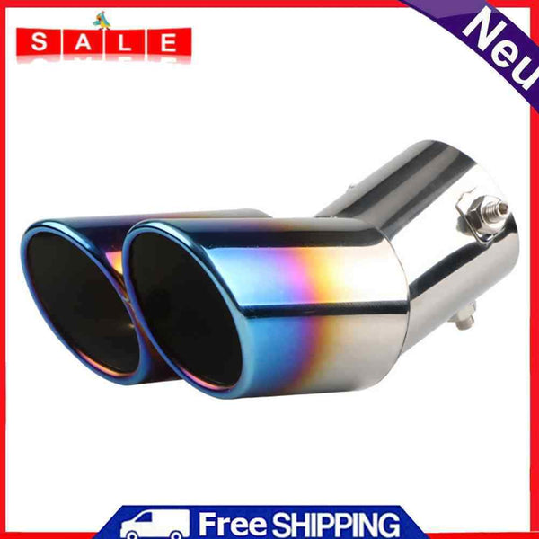 Burnt Blue Car Exhaust Tip 2 Outlet Slant Cut Stainless Steel Muffler Universal