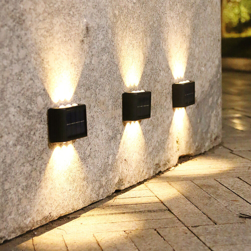 2x Solar Wall Lamp Outdoor Balcony Fence Path Garden Decor (Warm 6LED) Newly