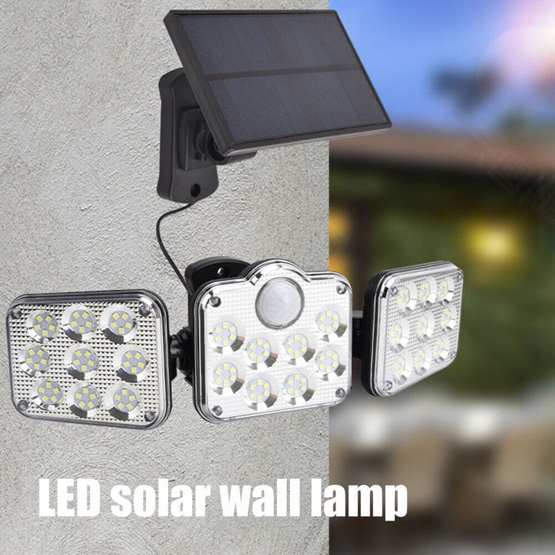 3 Head Motion Sensor Solar Lights Waterproof Remote Control Lamp (138LED) Newly