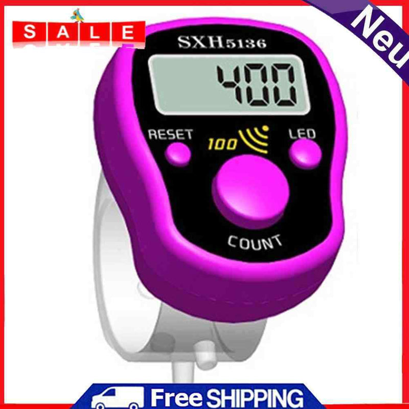 Mini Stitch Marker Row Finger Counter LCD Digital Hand Tally Tools (Purple)