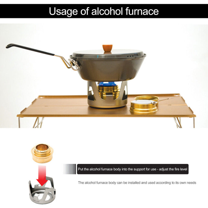 Portable Mini Alcohol Stove Burning w/ Stand Camping Cooking Furnace (Gray)