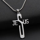 Men Christian Symbol Coopper Chain Pendant Necklace Stainless Steel Jesus Cross