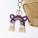 Bag Pendant Jewelry Weaving Rainbow Keychains Tassel Keychain Ring Holder