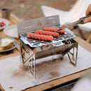 Folding BBQ Grill Stove Outdoor Stainless Steel Barbecue Rack Wood Stoves