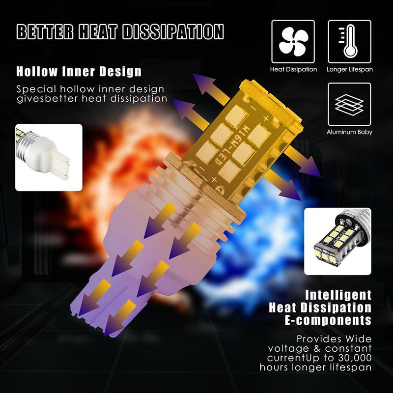 One Pair T20 15SMD 2835 LED Car Truck Turn Signal Lights Tail Lamp Bulb