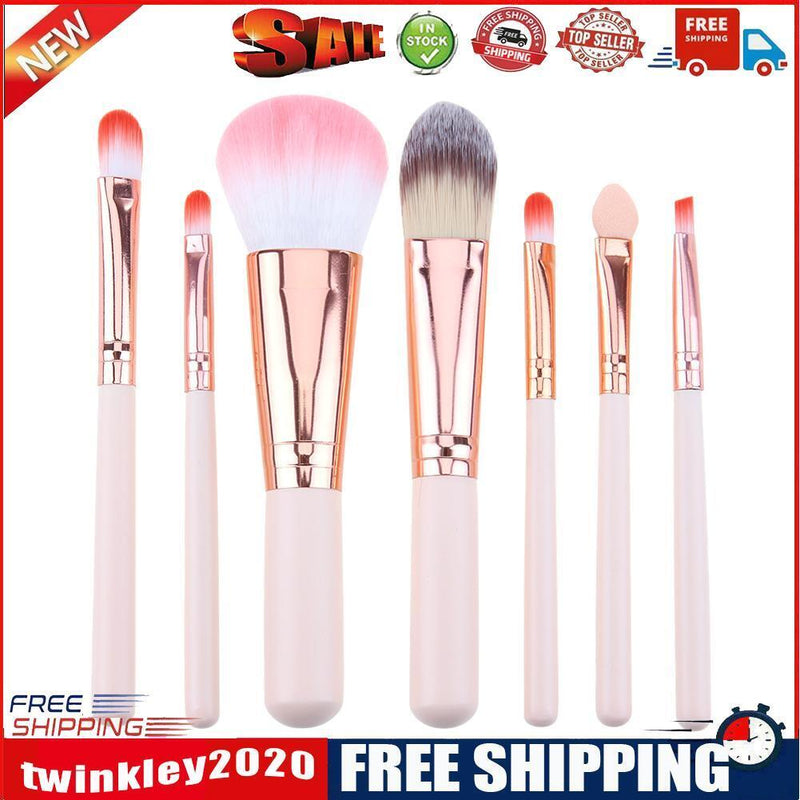 7pcs/set Wood Makeup Brush Foundation Contour Concealer Blush Pen Beige