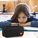 Large Capacity Pencil Case Spacious Canvas Stationery Storage Bag (Black)