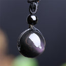 Fashion Lucky Black Men Obsidian Pendant Necklace Amulet Round Ball