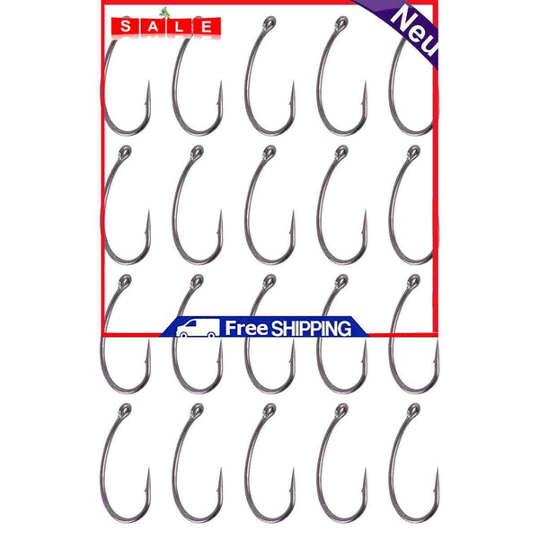Fishing Hooks Kit, High Carbon Steel Carp Fish Hooks with Sharp Barbs, Set of 20