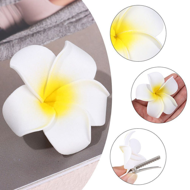 Women Girl Simulation White Plumeria Hairpin Beach Seaside Hair Clip Flower