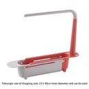 Telescopic Sink Drain Racks Organizer Soap Basket Kitchen Storage (Red) Newly
