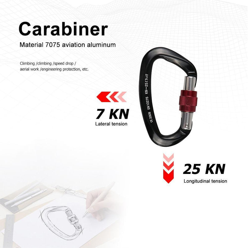 25KN Rock Climbing Carabiner D-Shaped Locking Screwgate Carabiner Hot-Forged