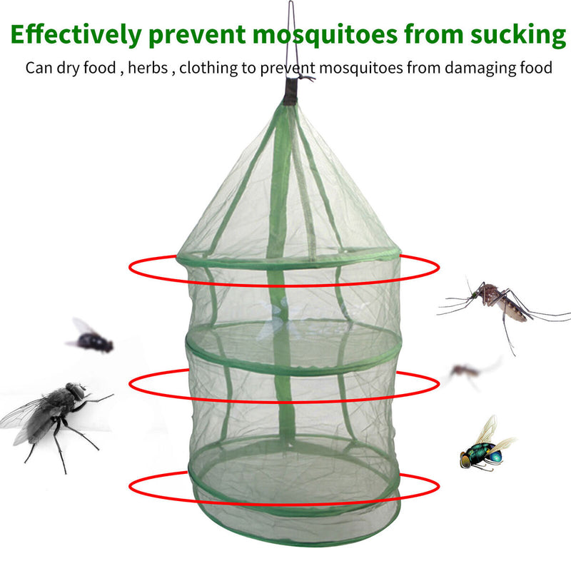 Foldable Drying Net Green Rack Net Dryer with Zipper for Fish Fruit Vegetable
