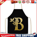 Letter B Printed Linen Apron Waterproof Kitchen Cooking Bibs Pinafore (2)